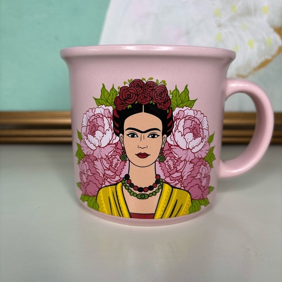 Frida Kahlo Pink Coffee Mug with Floral Design New - Picture 3 of 7